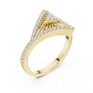 Anillo SOLARIS TRIANGLE con Diamante Cultivado en Laboratorio, Corte Minimalista, Bañado en Rodio, Oro Amarillo Sólido de 18 Quilates, para Compromiso, Fiesta, Boda, Evento Glamuroso - Product Image 4