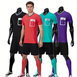 Conjunto de Camiseta de Fútbol con Cuello en V para Hombre, con Bolsillo, Estampado Sublimado, Absorbente de Humedad, Manga Corta, Ropa Deportiva de Poliéster - Product Image 2