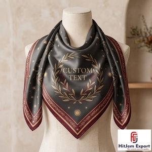 Pañuelo Cuadrado de Seda con Estampado Floral Personalizado, Nombre Personalizado, Estilo Europeo, Accesorio de Moda para Primavera y Otoño, OEM ODM - Product Image 1