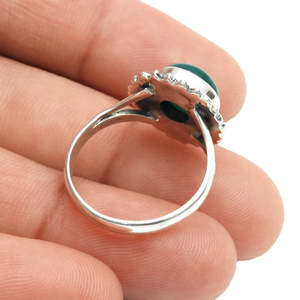 Handmade 925 Sterling <b>Silver</b> Gemstone <b>Ring</b> Featuring Brilliant Round Cut Green Onyx Gemstone <b>Ring</b> Bezel <b>Set</b> Boho Jewelry - Product Image 3