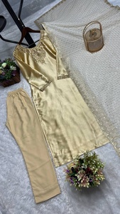Conjunto de Salwar Kameez para Mujer de Primera Calidad, Nuevo, Completamente Cosido, Listo para Usar, con Relieve, de Seda Pura Reversible, para Fiestas Casuales, Todas las Temporadas - Product Image 5