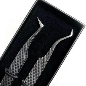 Morje Surgical Eyelash Tweezers Set <b>Pink</b> Color Custom Logo <b>Box</b> Packaging Smooth Tips for Beauty Use - Product Image 5