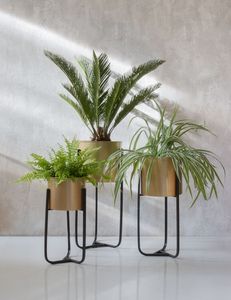 <b>Large</b>, Round, Indoor/Outdoor Metallic Gold Metal <b>Planter</b> - Product Image 3