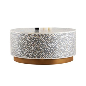 Mesas de centro y auxiliares de lujo con diseño atractivo para la decoración de la sala de estar de un hogar u hotel, con mosaico de nácar y cuentas en forma redonda. - Product Image 1