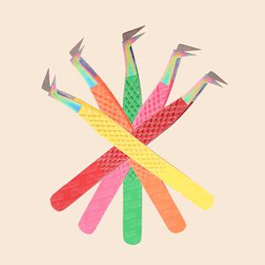 Pinzas para pestañas múltiples con punta de color verde hechas con material de acero inoxidable de alta calidad, perfectas para aislar pestañas naturales - Product Image 6