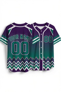 Maillot de baseball personnalisé à manches courtes, uni, avec dégradé vert, nom et numéro personnalisés, uniforme d'équipe entièrement boutonné - Product Image 5