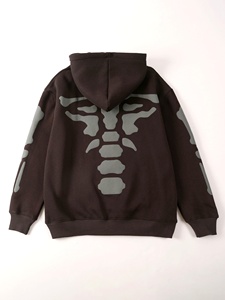 Custom Acid Wash Zip up Heavyweight Cotton French Terry Boxy Cropped Hoodies Distressed Patch Embroidery Applique <b>Men's</b> Hoodies - Product Image 2