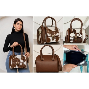 New Arrival Hair On Cowhide Leather Duffel Speedy Bags Genuine Leather <b>Handbags</b> for Women's Crossbody Travel Weekender Bags - Product Image 3