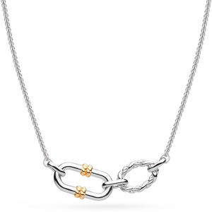 Collier trombone bicolore en laiton, chaîne à maillons, bijoux minimalistes pour femme - Product Image 1