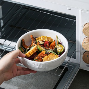 White ceramic Dinnerware <b>Sets</b> with Embossed blooming flower Pattern and wavy edges smooth Underglaze texture restaurants homes - Product Image 4