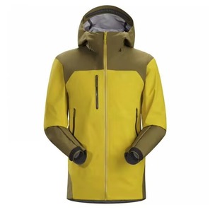 Men Softshell Waterproof Hooded <b>Jacket</b> Windproof Breathable Membrane Outdoor Hiking Ski Coat Navy Blue Yellow Olive Custom OEM - Product Image 3