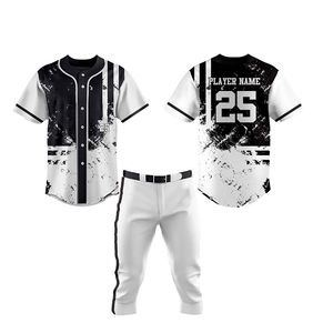 Conjuntos Combinados de Uniformes de Béisbol y Sóftbol Unisex con Botones Completos, Diseño Personalizado por Sublimación para Equipos, Tallas Grandes, Camisetas y Pantalones de Béisbol - Product Image 1