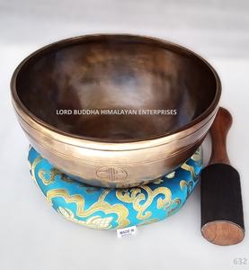 Nepal hizo tibetano hecho a mano Jhumka Fullmoon Mantra con Tiger Antic Singing Bowls - Product Image 1