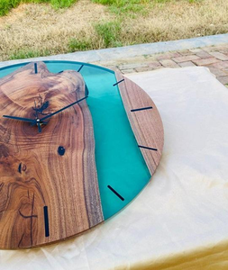 Horloge murale en bois et résine époxy moderne de haute qualité, design créatif, décoration d'intérieur, mobilier japonais, décoration de maison de luxe - Product Image 2