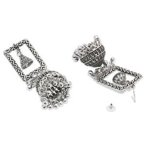 Pendientes Colgantes Estilo Afgano Oxidados Plateados - Aros de Araña Vintage de Aleación de Zinc, Regalo - Product Image 1