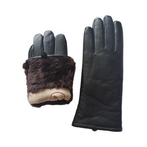 Leather <b>Gloves</b> Wrist Length Black Unlined Thermal Plain Style Winter Daily Use - Product Image 5