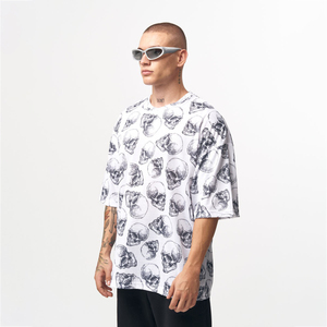 Men's Oversized <b>Black</b> Cotton <b>T</b>-<b>Shirt</b> Short Sleeve O-Neck Casual Jersey Plain Dyed Solid Color Fit Regular Style - Product Image 5