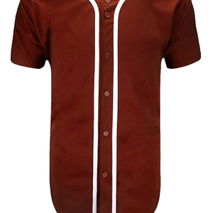 Maillot de baseball renforcé et cousu, nouveau design, impression personnalisée, entièrement boutonné, manches courtes, tissu en maille, maillots de baseball - Product Image 5