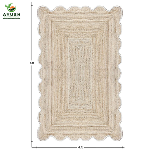 Tapis rectangulaires festonnés doux et légers 120cmx 180cm en fibres de jute torsadées à la main, personnalisables pour l'intérieur et l'extérieur - Product Image 2