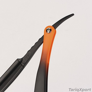 Straight Edge <b>Razor</b> Custom Logo Orange Black Gradient Handle Barber Salon Manual Super Stainless Steel <b>Blade</b> - Product Image 3