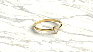 Anillo de Lujo de Oro de 18K con Diamante en Forma de Pera, Anillo Solitario con Engaste de Bisel, Anillo de Promesa Delicado, Banda Minimalista Apilable, Joyería para Mujer - Product Image 3