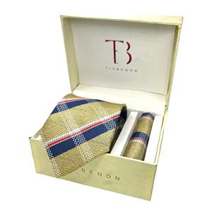 Corbata Benon Amarillo Plaid Corbata y Bolsillo Cuadrado Combo - Product Image 2