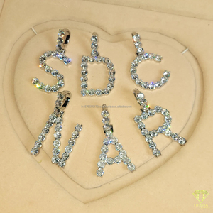 Bling Bubble Letter Pendant Custom <b>Initial</b> Moissanite Diamond <b>Necklace</b> Luxury Fashion Jewelry - Product Image 3