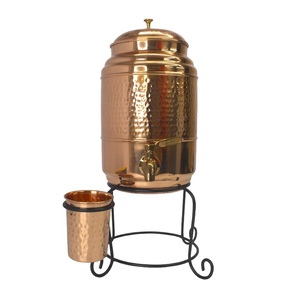Distributeur d'eau de luxe en cuivre pur, pot à boissons martelé, réservoir, carafe en cuivre pour la santé ayurvédique et le yoga avec robinet - Product Image 6