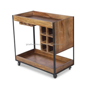 Mueble para Bodega Homestead de Madera de Mango, Diseño Moderno, Mueble para el Hogar, Carrito de Hostelería para Hotel, Estante para Copas, Protector de Botellas 2026 - Product Image 4