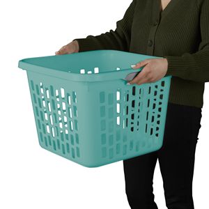 Paquete de 4 Cestas de Lavandería Cuadradas de Plástico de 1.5 Bushel para Adultos, Color Verde Azulado - Solución Moderna de Almacenamiento para el Hogar - Product Image 5