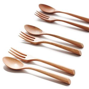 Fourchettes de service pour desserts et salades en bois et plastique écologiques et durables - Ustensiles de cuisine légers et résistants - Product Image 5