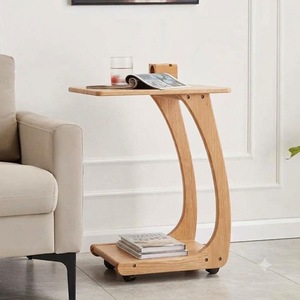 Chariot de rangement de cuisine en bois massif SINTERIOR, double niveau, à roulettes, résistant à l'eau, pour organiser et optimiser l'espace dans les maisons modernes - Product Image 4