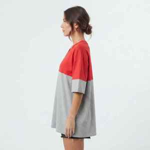 Women's Color Block <b>V</b>-<b>Neck</b> <b>Oversized</b> <b>T</b>-<b>Shirt</b> Loose Fit Short Sleeve Jersey Cotton Top Spring Summer Casual Wear - Product Image 4