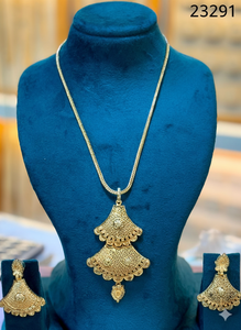 Gold Plated Floral Pendant <b>Necklace</b> <b>Set</b> with Stud <b>Earrings</b> | Indian Jewelry Wholesale Supplier Model 23275 - Product Image 6