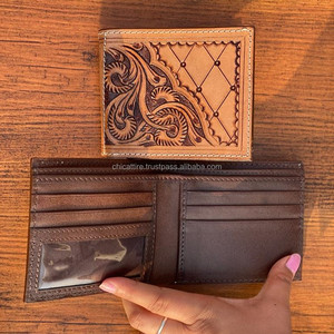 Classique Double pli en cuir RFID portefeuille personnalisé Top Grain de haute qualité petits portefeuilles en cuir véritable hommes - Product Image 6