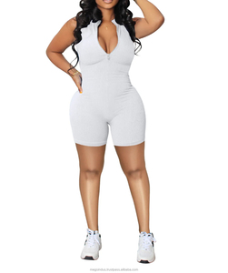 Ropa deportiva ajustada para mujer, mono informal para mujer, ajustado de punto, traje Sexy de una pieza, sin mangas, cuello redondo, monos elásticos ajustados - Product Image 6