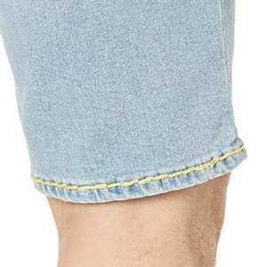 Shorts en jean bleu clair pour homme, taille mi-haute, décontractés, en coton délavé, style tendance, écologiques et confortables - Product Image 5