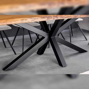Mesa de comedor Vandana Rustic Essence MAMMUT 200cm, tablero de acacia negro con borde de metal de 5cm - Product Image 2