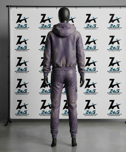 New Design Stylish <b>Women</b> Two Piece Purple Outfit Leather Hoodie <b>Cuffed</b> Cargo <b>Trousers</b> Casual Street Style Vintage Tracksuit Set - Product Image 2