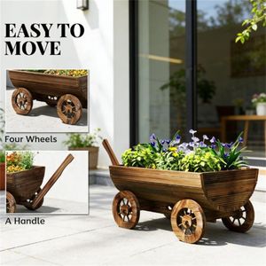 Mobile Garden Flowerpot <b>Box</b> Durable Wooden <b>Planters</b> for Indoor/Outdoor Use - Product Image 3