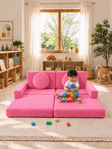 Sofá Modular Moderno para Niños en Color Rosa de Emerald Sofa, Sofá de Juego para Apartamento, Tela Premium Personalizada, Muebles Ecológicos para Niños - Product Image 4