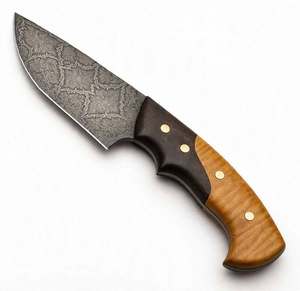 Herramienta Utilitaria de Hoja Fija de Acero de Damasco con Mosaico Personalizado y Mango de Madera Bicolor - Product Image 3