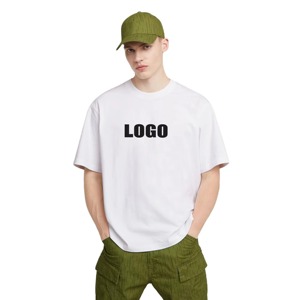 เสื้อยืดโอเวอร์ไซส์สีขาวสำหรับผู้ชาย แขนสั้น คอกลม ผ้าฝ้ายเรียบ สีพื้น สไตล์ลำลอง ทรงปกติ - Product Image 5