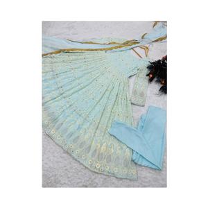 Georgette de imitación de diseño único, vestido largo indio con bordado, para fiesta de boda, con apariencia completamente cosida, Anarakali - Product Image 1