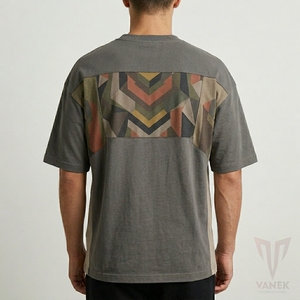 Men's <b>Geometric</b> Pattern Oversized T-<b>Shirt</b> Short Sleeve O-Neck Casual Woven Fit Regular Style - Product Image 2