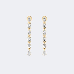 Boucles d'oreilles en diamant cultivé en laboratoire 1,95 CTW, taille brillant multi-formes, pour femmes, or 9K 14K 18K, luxe, couleur E F, VS VVS, bijoux fins - Product Image 1