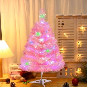 2FT Pink Lighted <b>Artificial</b> Christmas <b>Tree</b> with Battery Operated Min Plastic Stand Tabletop Christmas Lights - Product Image 1