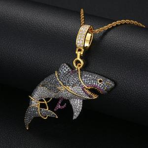 Pendentif Poisson en Argent Sterling Plaqué Or avec Moissanite, Forme Animale, Style Hip-Hop, Unisexe, pour Soirée, Micro-Incrustation, Coupe Brillante, Breloque - Product Image 6
