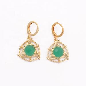 ต่างหูห่วงพลอยโกเมนสีแดงแบบมินิมอลลิสต์ทรงกลมสีทองดีไซน์พื้นผิวเครื่องประดับแฟชั่นแบบห้อย - Product Image 4