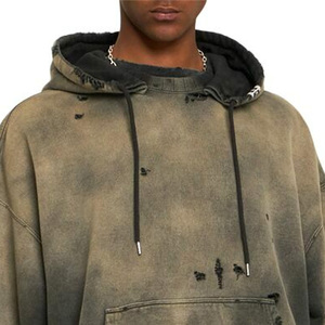 Hoodie délavé effet soleil pour homme, manches longues, style décontracté, confortable, style streetwear, best-seller. - Product Image 3